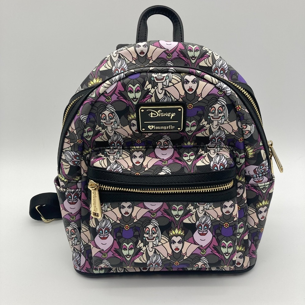 Disney Loungefly Villains All Over Print Mini Backpack Maleficent Ursula Cruella